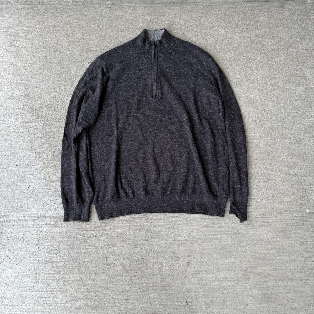 Faherty Mens 1/4 Zip Pullover Sweater Long Sleeve Knit Gray Size Medium